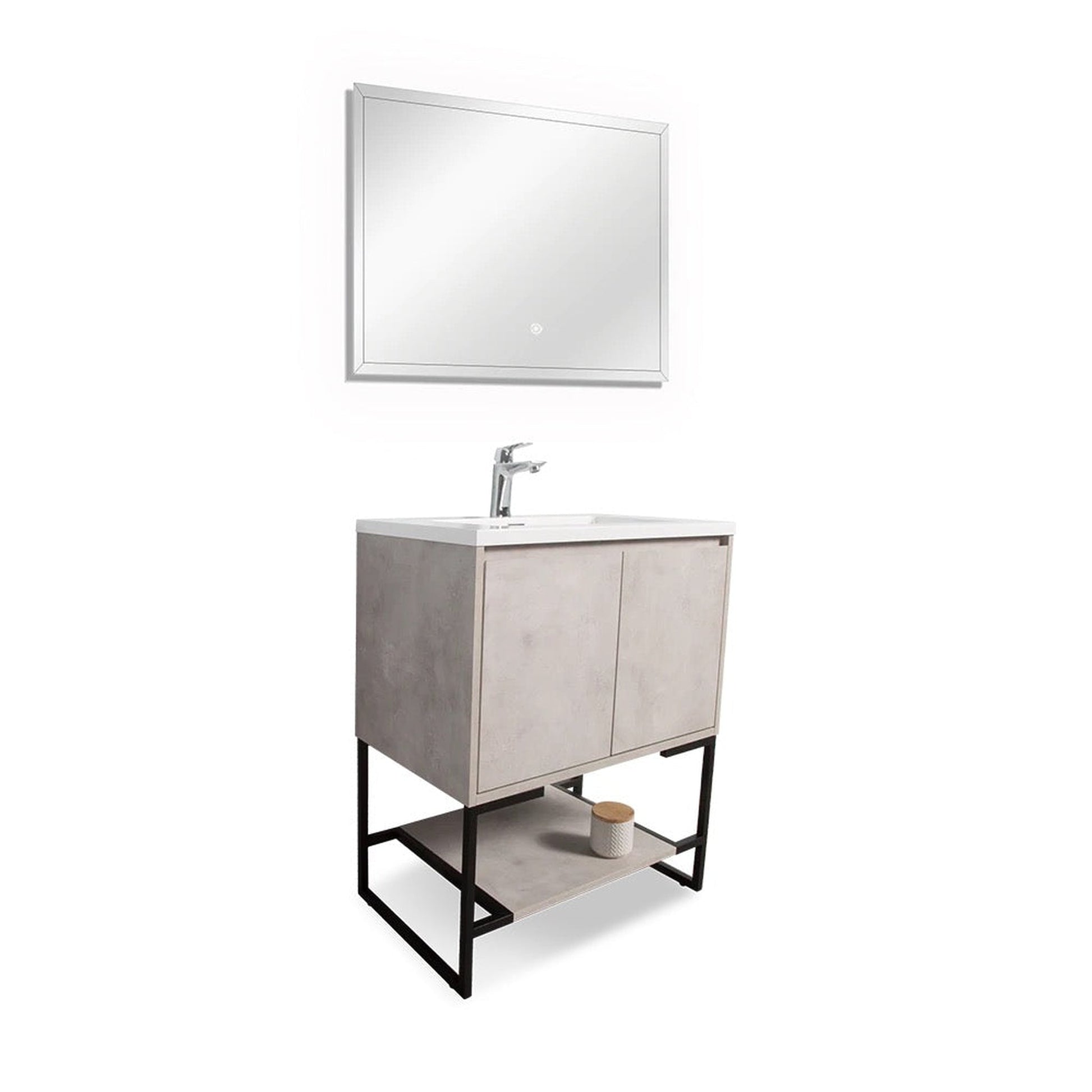 TONA Allen 30" Light Gray & White Freestanding Bathroom Vanity with Integrated Top and Sink