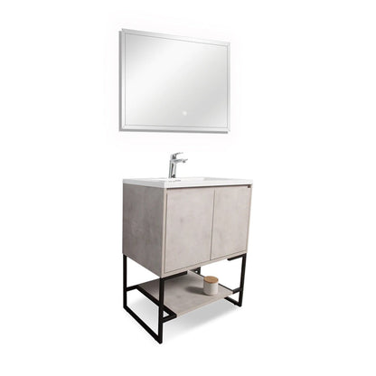 TONA Allen 30" Light Gray & White Freestanding Bathroom Vanity with Integrated Top and Sink