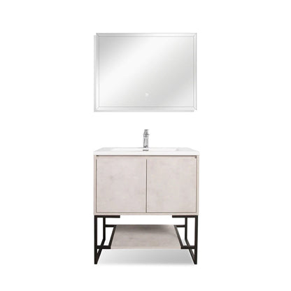 TONA Allen 30" Light Gray & White Freestanding Bathroom Vanity with Integrated Top and Sink