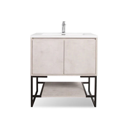 TONA Allen 30" Light Gray & White Freestanding Bathroom Vanity with Integrated Top and Sink