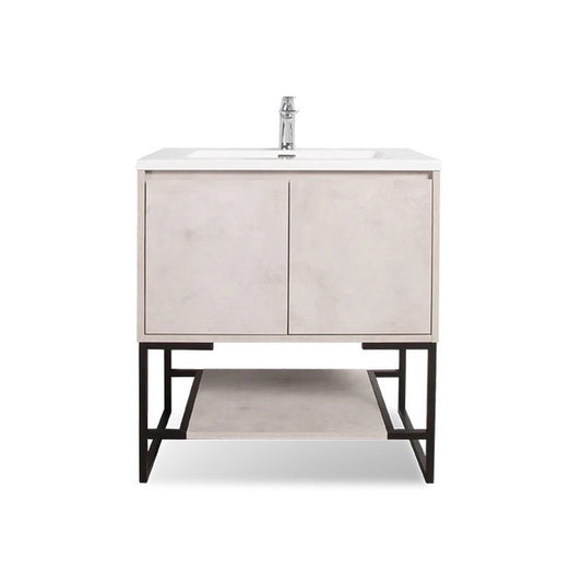 TONA Allen 30" Light Gray & White Freestanding Bathroom Vanity with Integrated Top and Sink