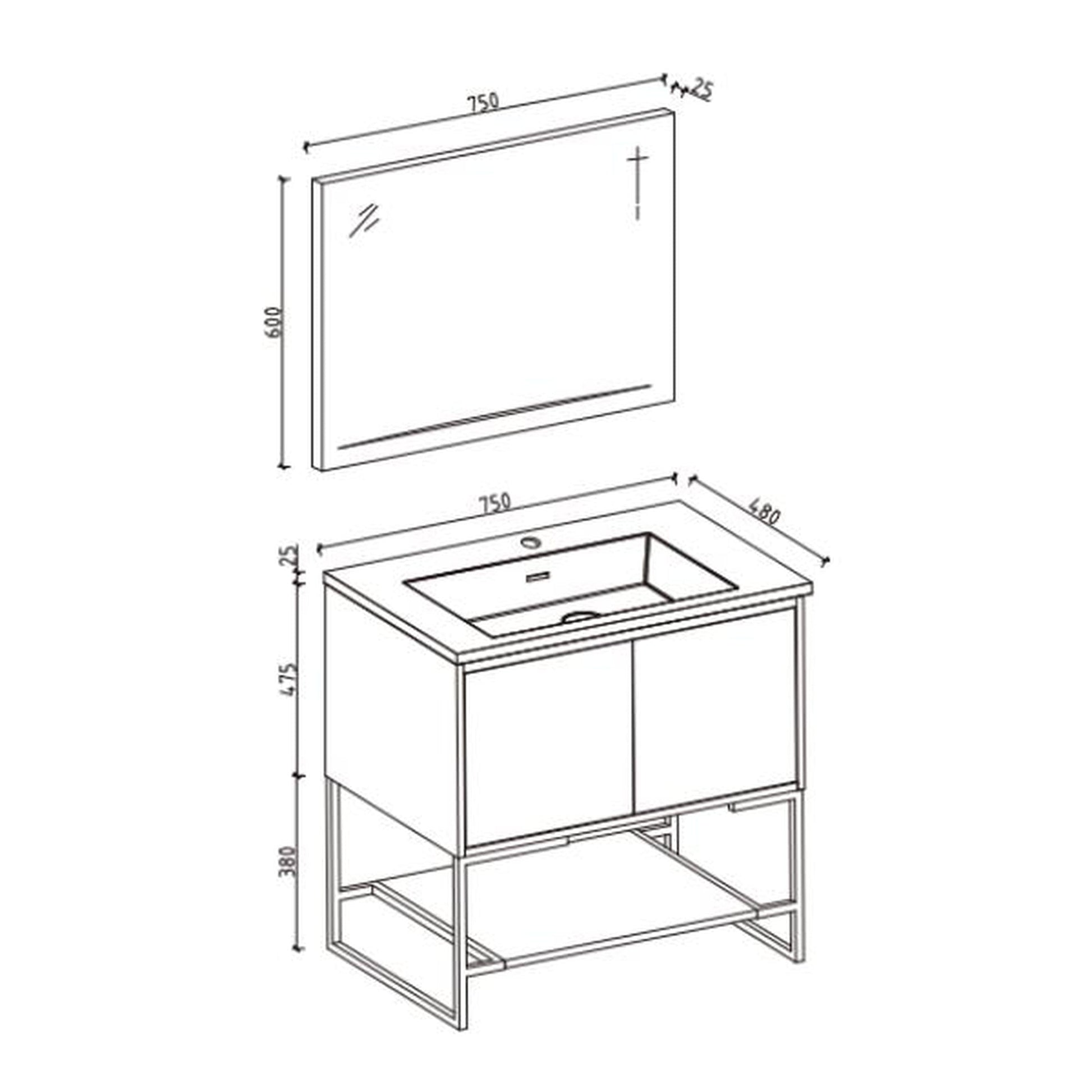 TONA Allen 30" Oak & White Freestanding Bathroom Vanity with Integrated Top and Sink