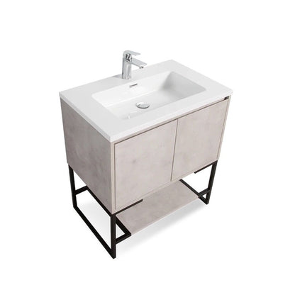 TONA Allen 36" Light Gray & White Freestanding Bathroom Vanity with Integrated Top and Sink