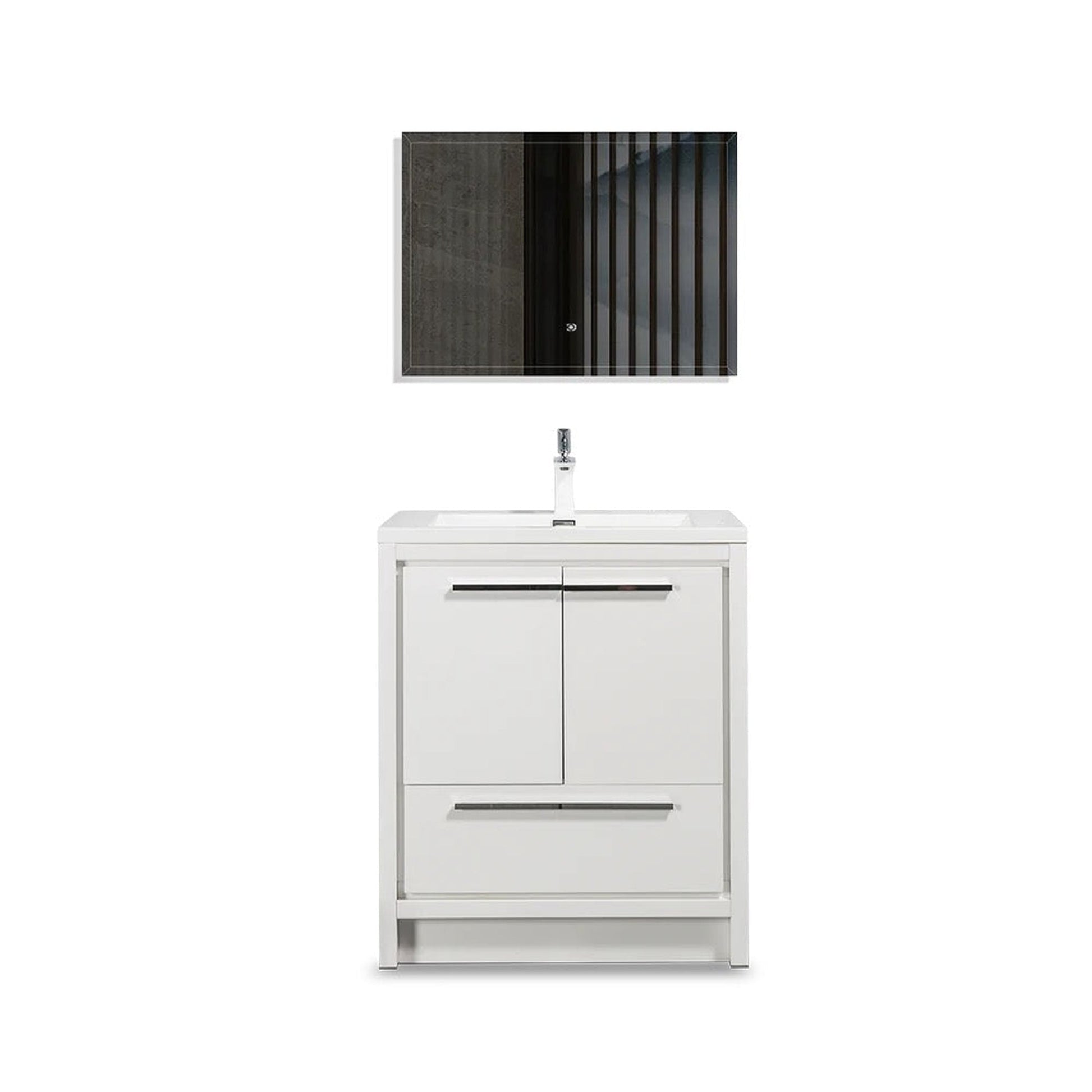 TONA Allier 24" White Freestanding Bathroom Vanity with Faux Marble Integrated Top & Sink
