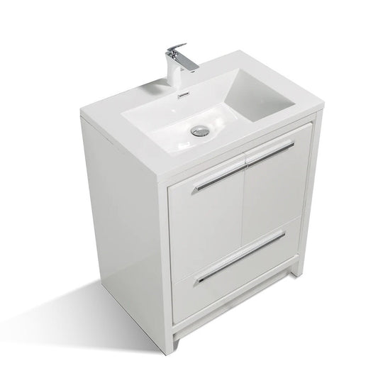 TONA Allier 24" White Freestanding Bathroom Vanity with Faux Marble Integrated Top & Sink