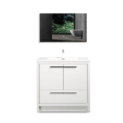 TONA Allier 36" White Freestanding Bathroom Vanity with Faux Marble Integrated Top & Sink