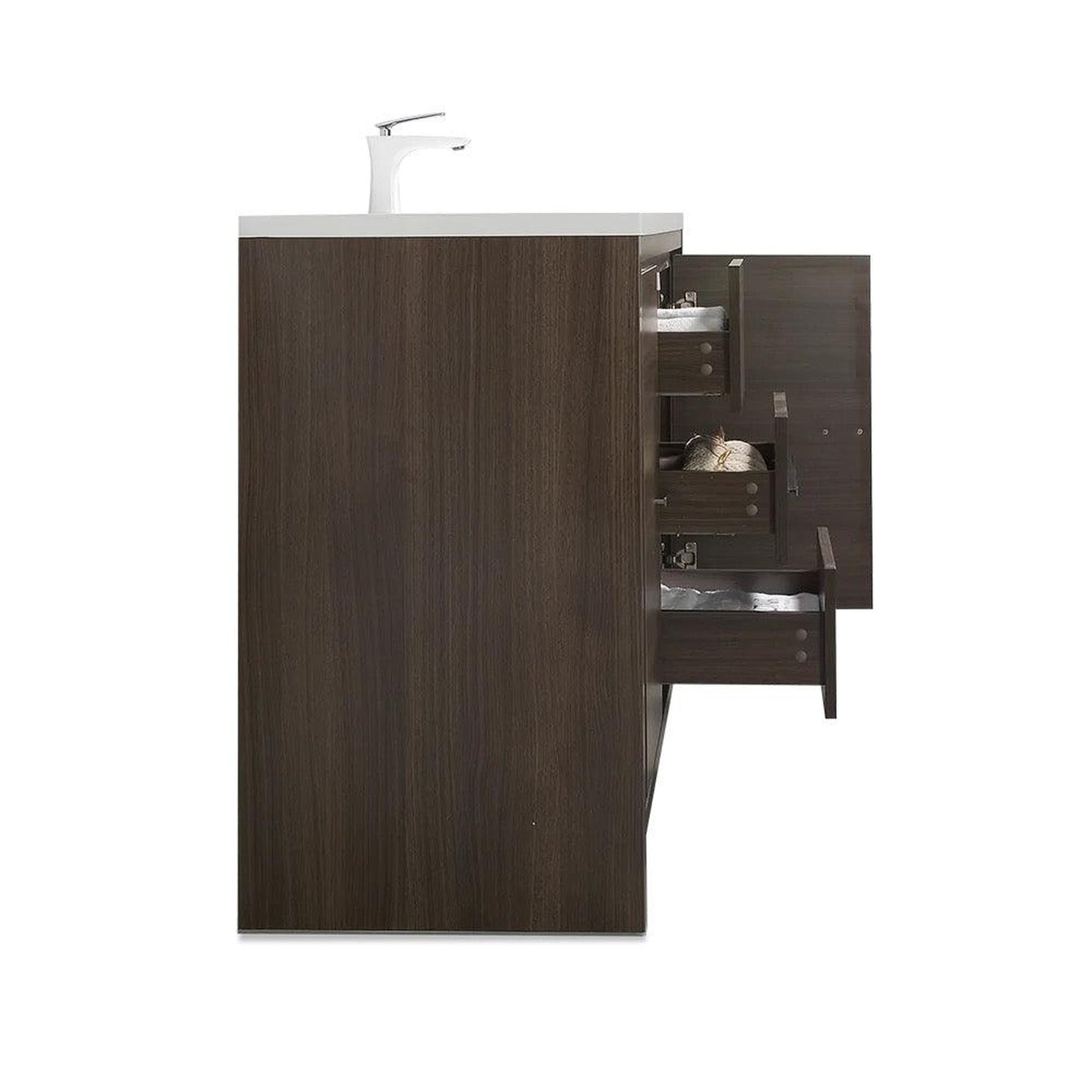 TONA Allier 48" White & Gray Oak Freestanding Bathroom Vanity with Faux Marble Integrated Top & Sink