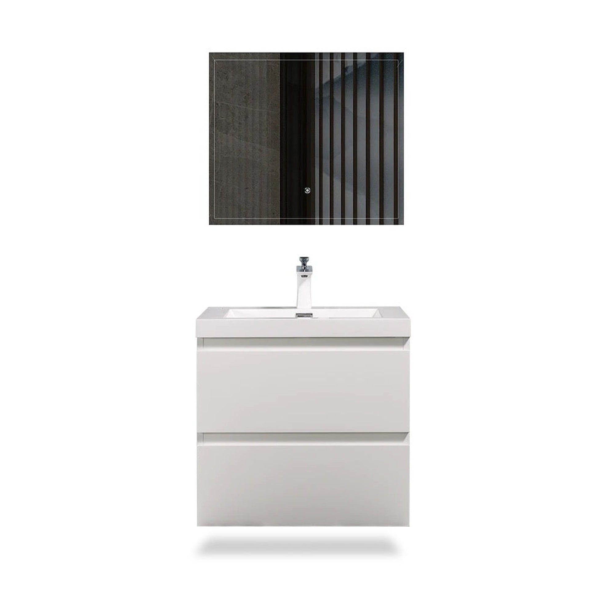 TONA Angela 24" White Wall-Mounted Bathroom Vanity With Faux Marble Integrated Top & Single Sink