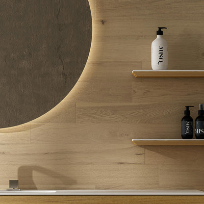 TONA Bosco 48" Oak Grain & Pure White MFC Wall-Mounted Bathroom Vanity With Italian Porcelain Slab Countertop & Solid Surface Under-mount Sink