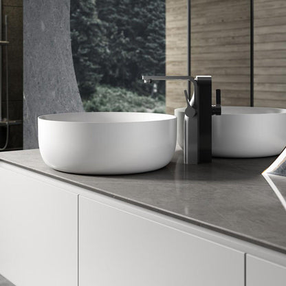 TONA Bova 63" Wall-Mounted Bathroom Vanity with Porcelain Slab Countertop & Solid Surface Single Vessel Sink