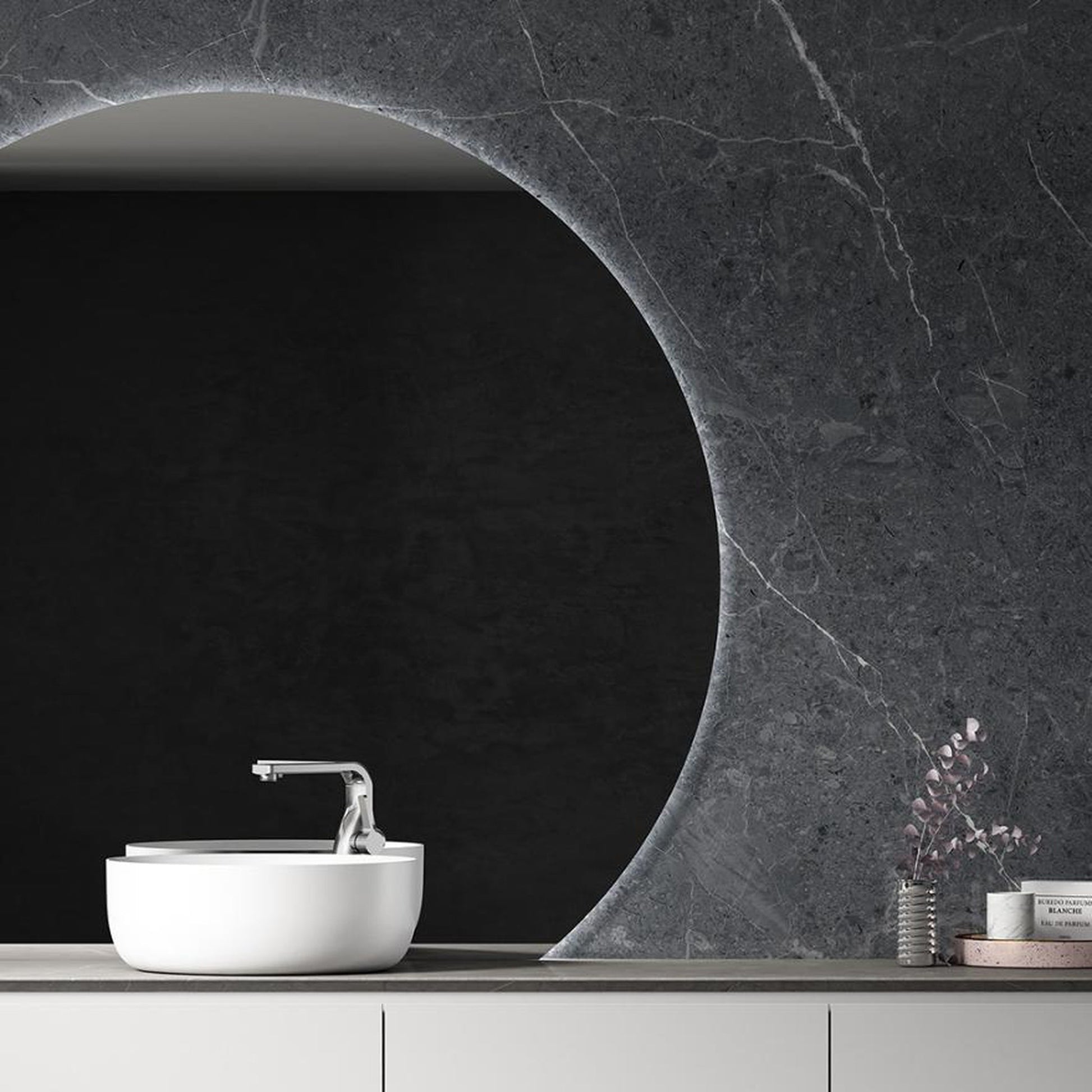 TONA Bova 63" Wall-Mounted Bathroom Vanity with Porcelain Slab Countertop & Solid Surface Single Vessel Sink