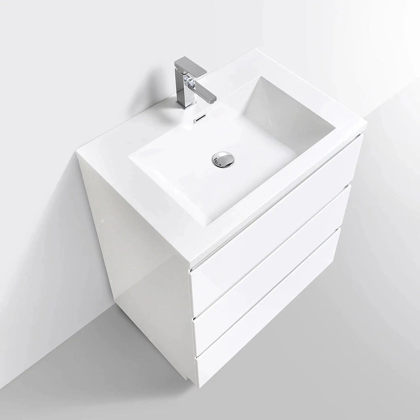 TONA Edison 30" White Freestanding Bathroom Vanity With Artificial Stone Integrated Top & Sink
