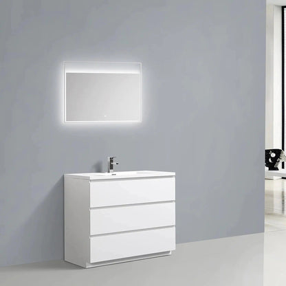 TONA Edison 42" White Freestanding Bathroom Vanity With Artificial Stone Integrated Top & Sink