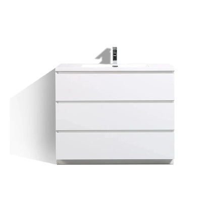 TONA Edison 42" White Freestanding Bathroom Vanity With Artificial Stone Integrated Top & Sink