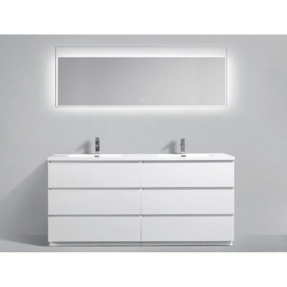 TONA Edison 60" Maple Gray & White Freestanding Bathroom Vanity With Artificial Stone Integrated Top & Double Sink