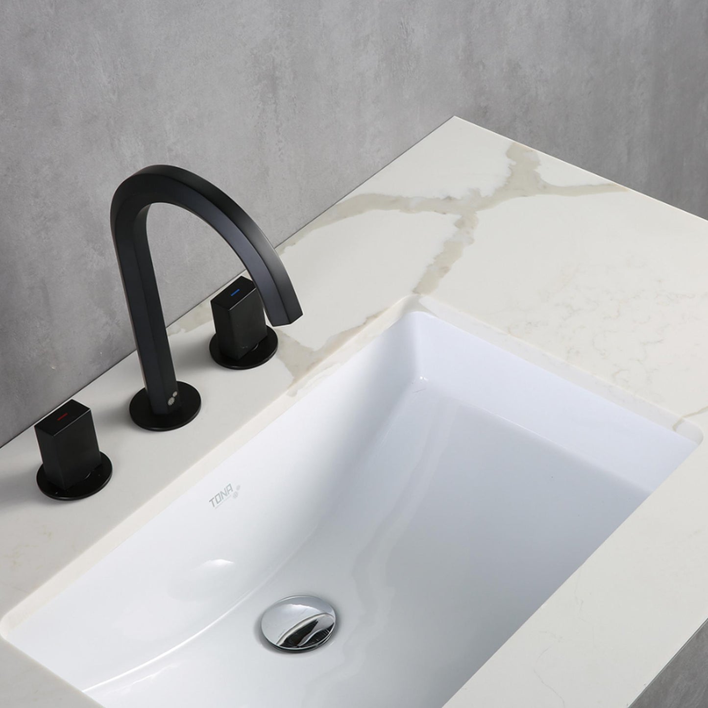 TONA Freda 60" Cement Gray Wall-Mounted Bathroom Vanity with Quartz Top & Ceramic Sink