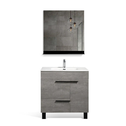 TONA Gill 36" Cement Gray & White Freestanding Bathroom Vanity with Faux Marble Integrated Top & Sink