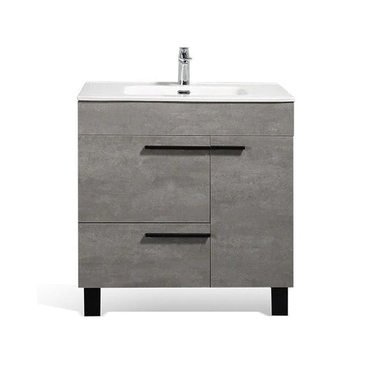 TONA Gill 36" Cement Gray & White Freestanding Bathroom Vanity with Faux Marble Integrated Top & Sink