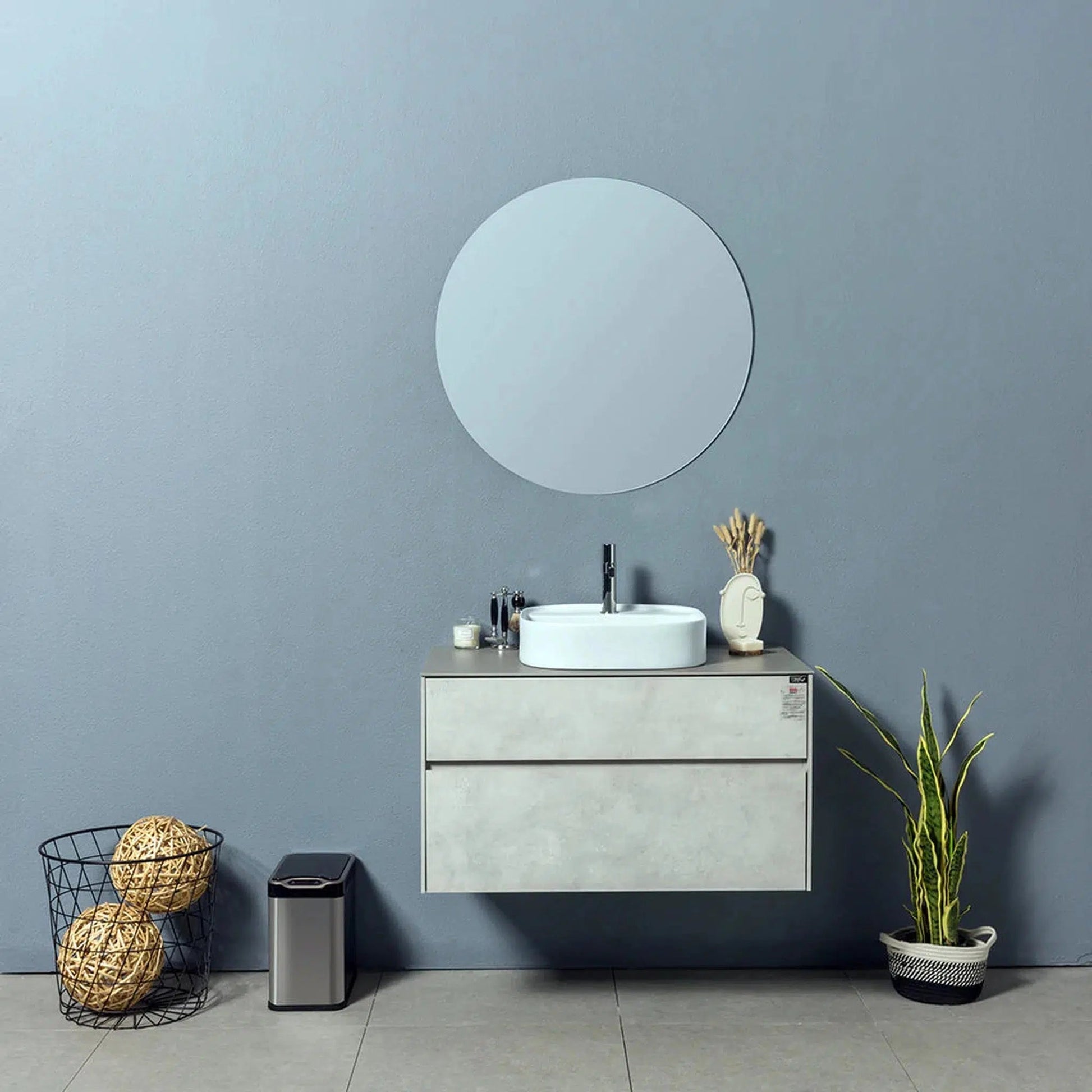 TONA Lamina 36" Wall-Mounted Bathroom Vanity Set with Porcelain Slab Countertop & Ceramic Vessel Sink