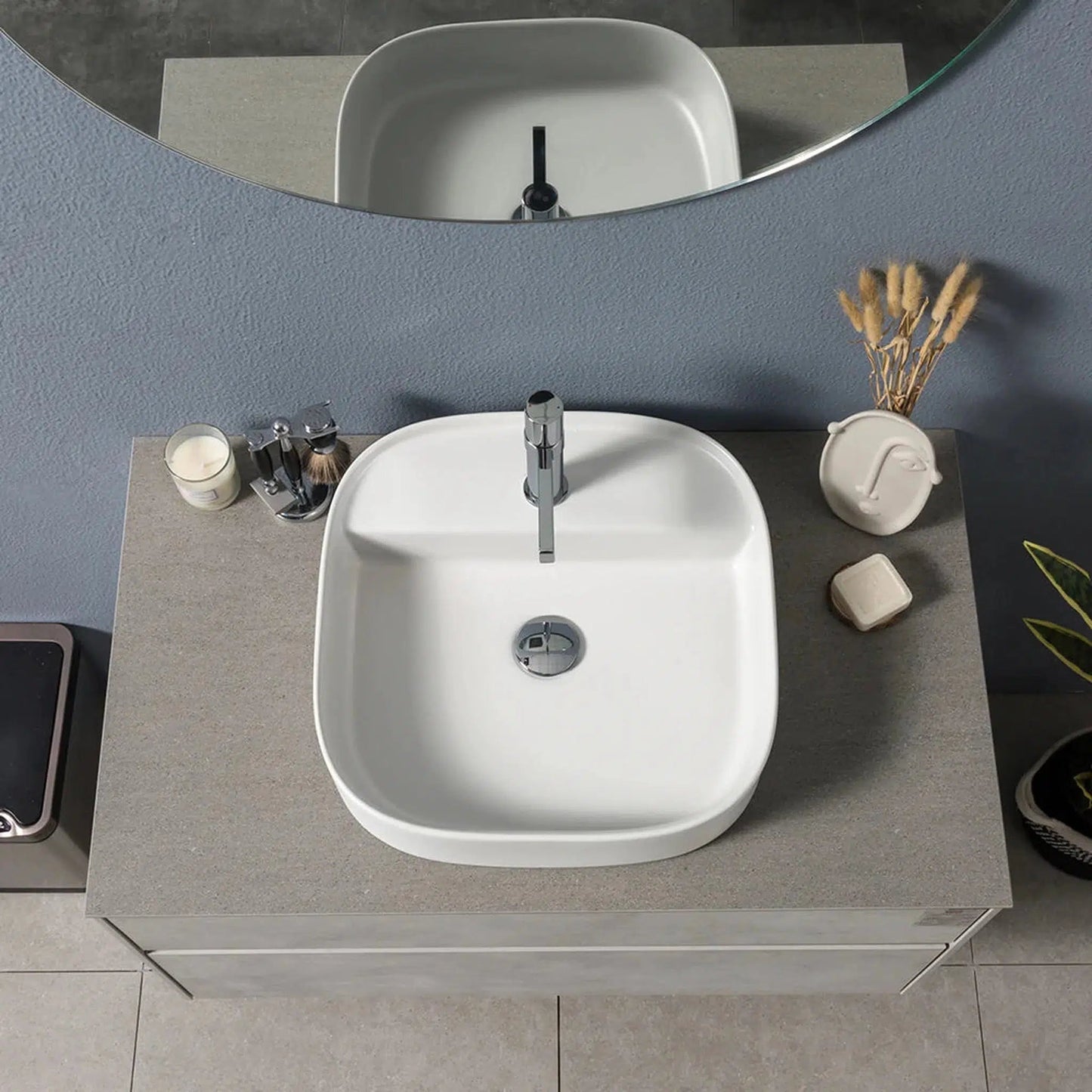 TONA Lamina 36" Wall-Mounted Bathroom Vanity Set with Porcelain Slab Countertop & Ceramic Vessel Sink
