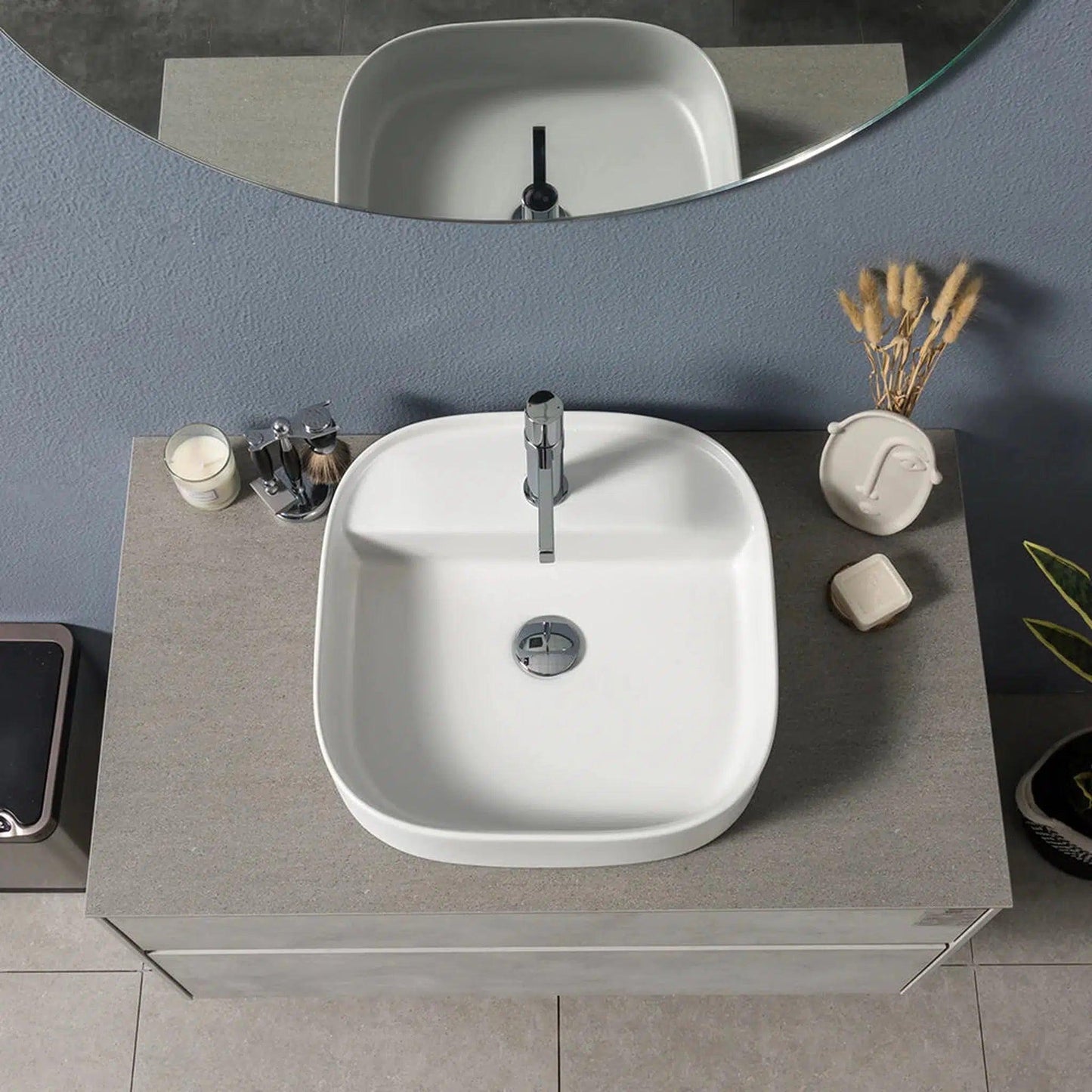 TONA Lamina 48" Wall-Mounted Bathroom Vanity Set with Porcelain Slab Countertop & Ceramic Vessel Sink