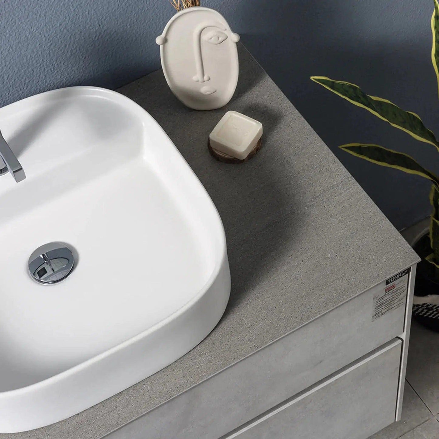 TONA Lamina 48" Wall-Mounted Bathroom Vanity Set with Porcelain Slab Countertop & Ceramic Vessel Sink