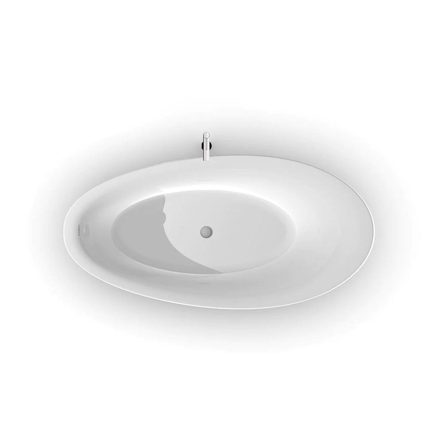 TONA Leonardo 71" Glossy White Acrylic Freestanding Bathtub With Chrome Drain Cover and Overflow Cover