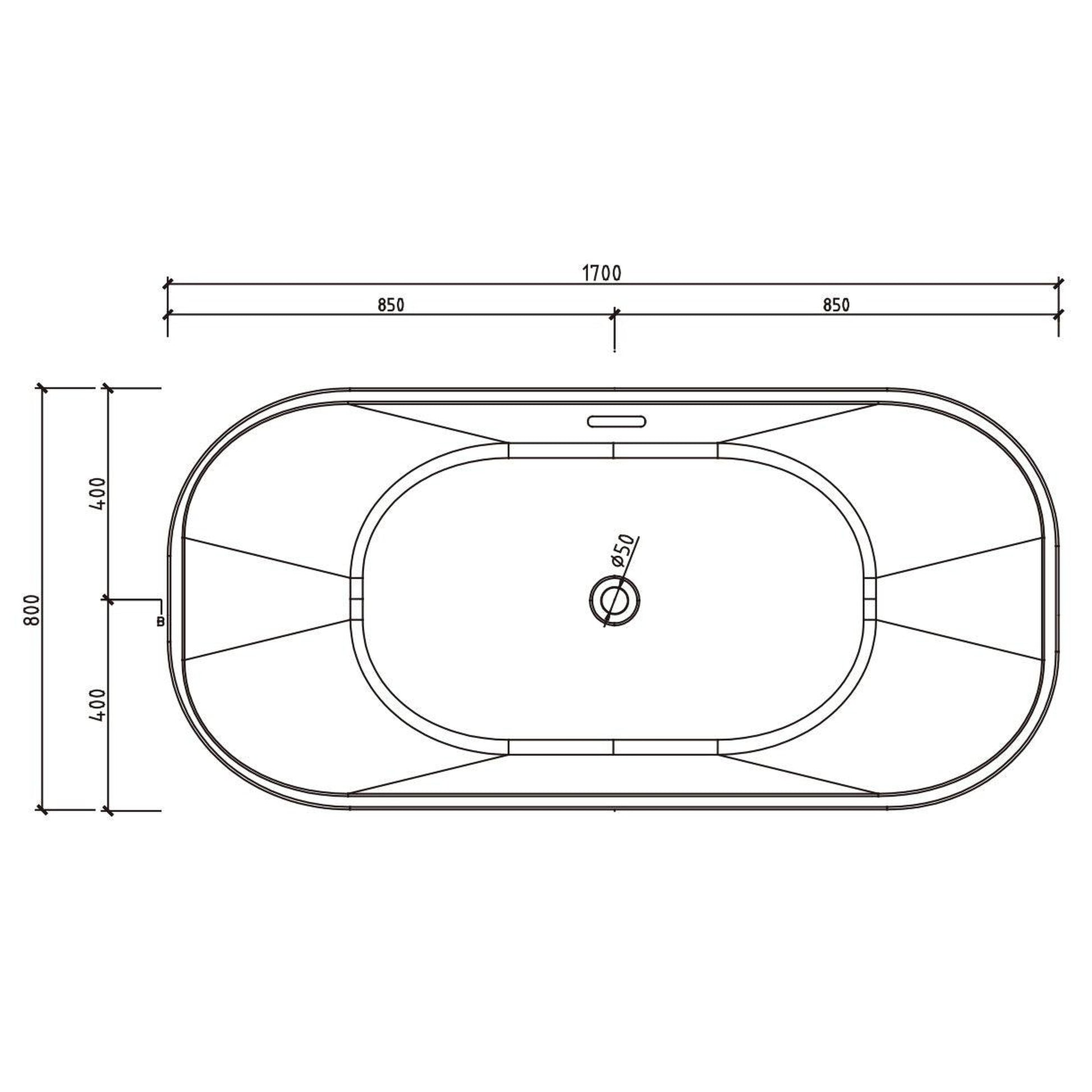 TONA Princess 67" White Oval Acrylic Freestanding Bathtub With Chrome-Plated Drain Cover & Overflow Cover