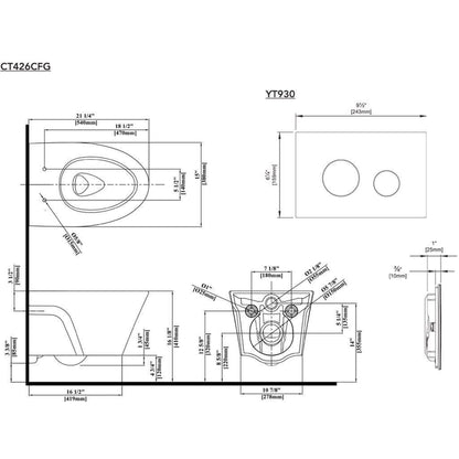 TOTO AP WASHLET+ C2 Wall-Hung 1.28 GPF & 0.9 GPF Dual-Flush Elongated Toilet With Duofit In-Wall Tank Unit