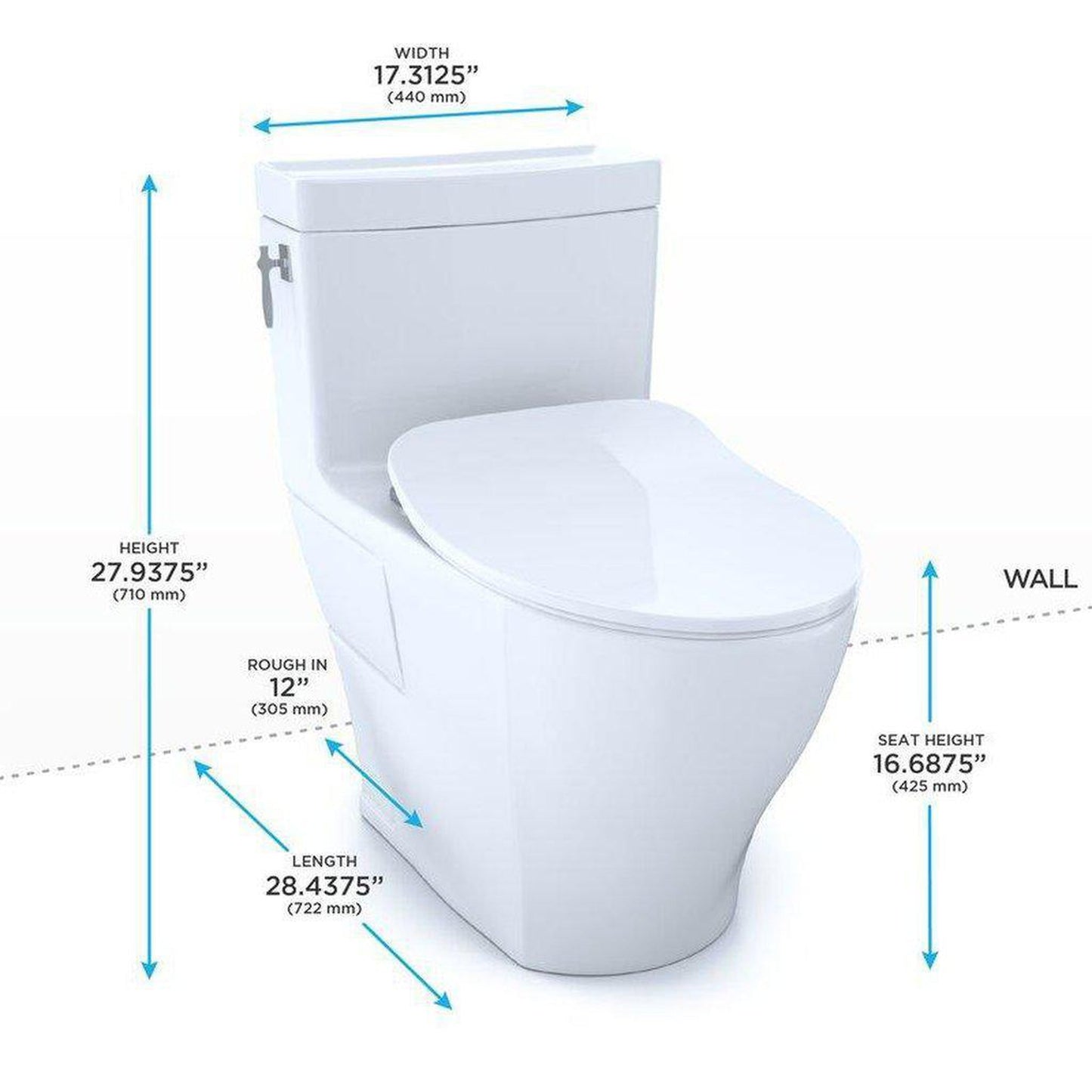 TOTO Aimes 1.28 GPF Cotton One-Piece High-Efficiency Toilet With CEFIONTECT and Seat