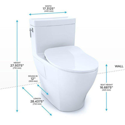 TOTO Aimes 1.28 GPF Cotton One-Piece High-Efficiency Toilet With CEFIONTECT and Seat