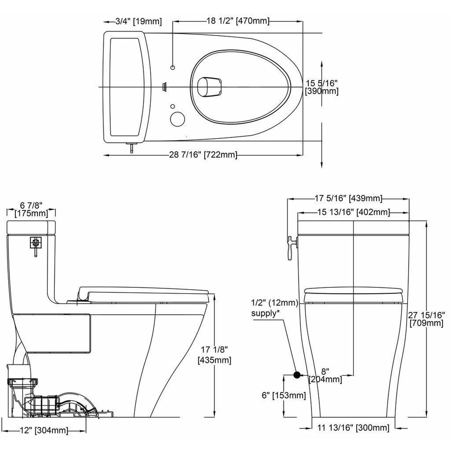 TOTO Aimes Bone 1.28 GPF Elongated One-Piece Toilet With Washlet+ Connection