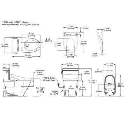 TOTO Aimes White 1.28 GPF One-Piece Elongated Toilet With WASHLET+ C5