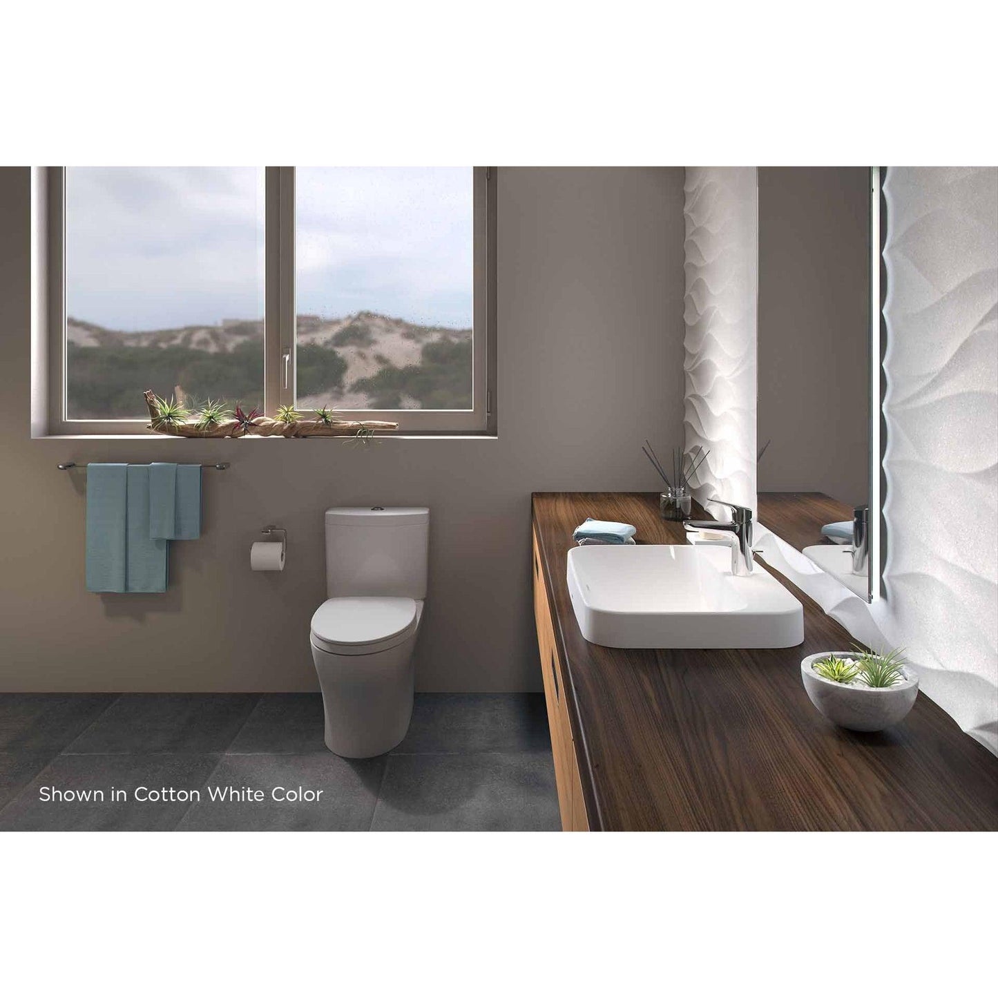 TOTO Aquia IV Bone 1.0 GPF & 0.8 GPF Dual-Flush Two-Piece Elongated Chair Height Toilet With WASHLET+ Connection - SoftClose Seat Included