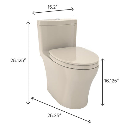 TOTO Aquia IV Bone One-Piece 0.8 GPF & 1.0 GPF Dual-Flush Elongated Toilet With WASHLET+ Connection - Seat Included