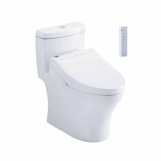 TOTO Aquia IV Cotton White 1.0 GPF & 0.8 GPF Dual-Flush One-Piece Elongated Toilet With WASHLET+ C5