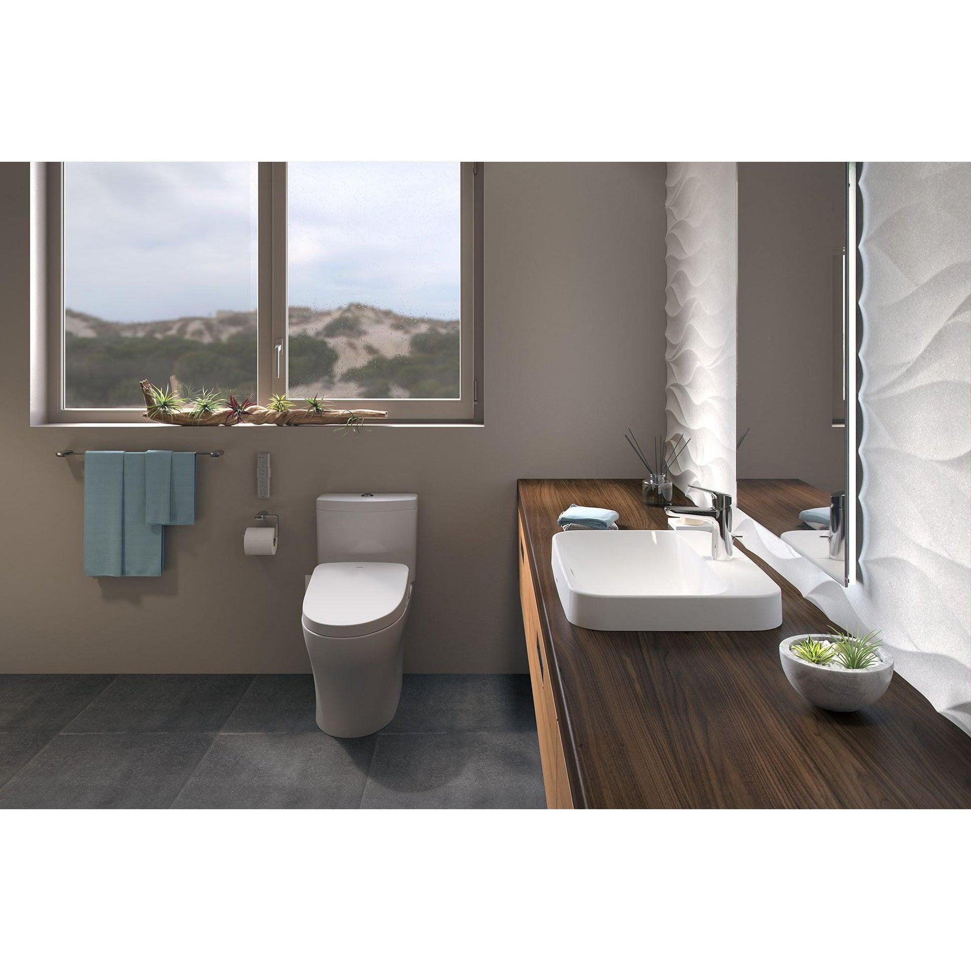 TOTO Aquia IV Cotton White 1.28 GPF & 0.8 GPF Dual-Flush Two-Piece Elongated Chair Height Toilet With WASHLET+ S500E - Auto Flush