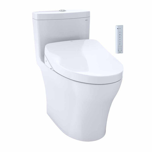 TOTO Aquia IV Cotton White 1.28 GPF & 0.8 GPF Dual-Flush Two-Piece Elongated Chair Height Toilet With WASHLET+ S550E - Without Auto Flush