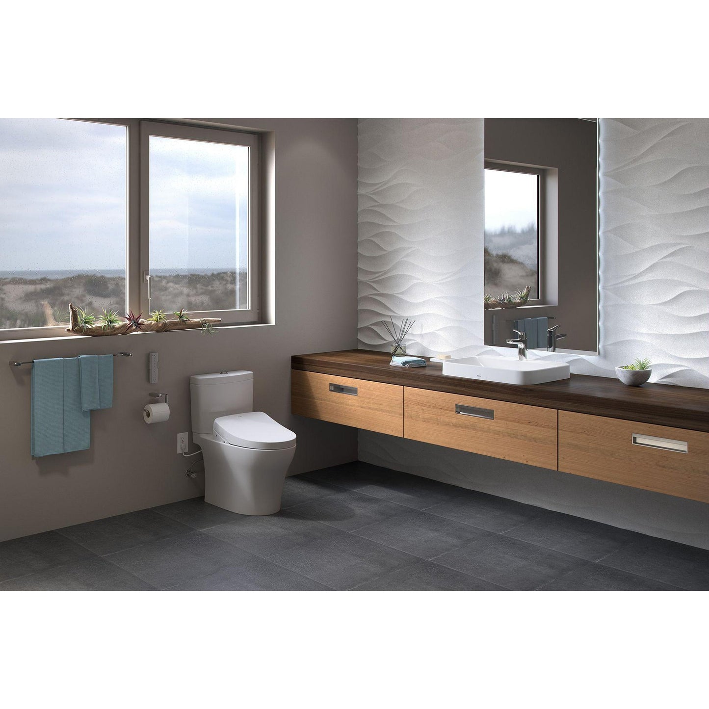 TOTO Aquia IV Cotton White 1.28 GPF & 0.8 GPF Dual-Flush Two-Piece Elongated Toilet With WASHLET+ S500E - Without Auto Flush