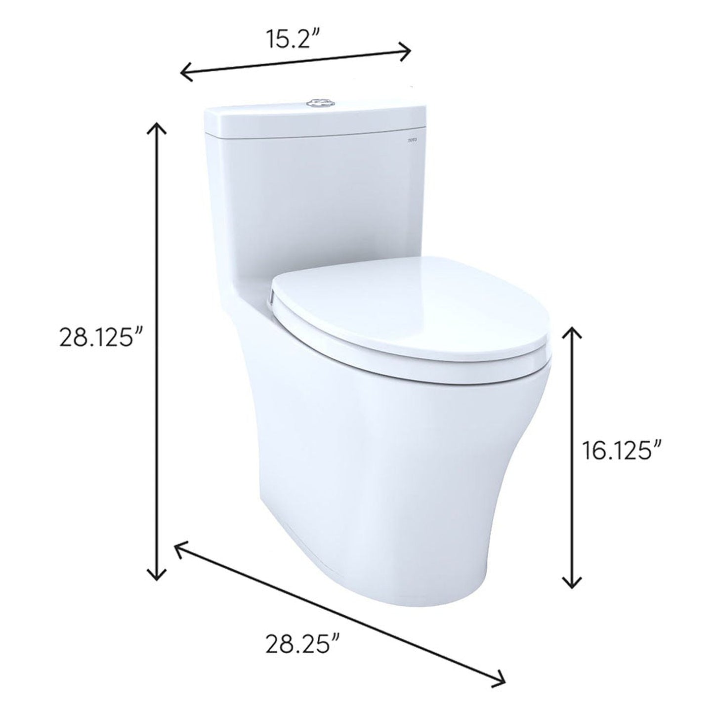 TOTO Aquia IV Cotton White One-Piece 0.8 GPF & 1.28 GPF Dual-Flush Elongated Toilet With WASHLET+ Connection - Seat Included