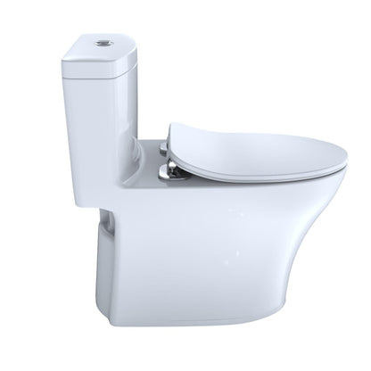 TOTO Aquia IV Cotton White One-Piece 0.8 GPF & 1.28 GPF Dual-Flush Elongated Toilet With WASHLET+ Connection - Slim Seat Included