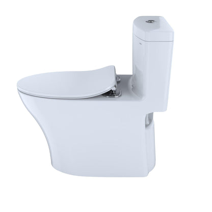 TOTO Aquia IV Cotton White One-Piece 0.8 GPF and 1.28 GPF Dual-Flush Elongated Toilet With WASHLET+ Connection - Slim Seat Included