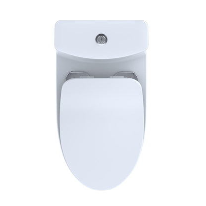 TOTO Aquia IV Cotton White One-Piece 0.8 GPF and 1.28 GPF Dual-Flush Elongated Toilet With WASHLET+ Connection - Slim Seat Included