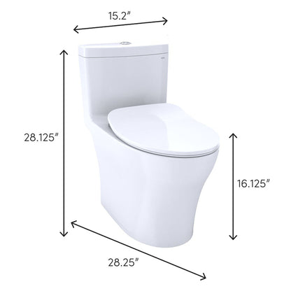 TOTO Aquia IV Cotton White One-Piece 0.8 GPF and 1.28 GPF Dual-Flush Elongated Toilet With WASHLET+ Connection - Slim Seat Included