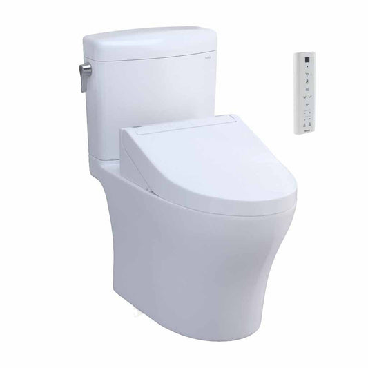 TOTO Aquia IV Cube Cotton White 1.0 GPF & 0.8 GPF Dual-Flush Two-Piece Elongated Toilet With WASHLET+ C5