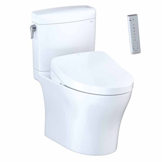 TOTO Aquia IV Cube Cotton White 1.0 GPF & 0.8 GPF Dual-Flush Two-Piece Elongated Toilet With WASHLET+ S500E - Without Auto Flush