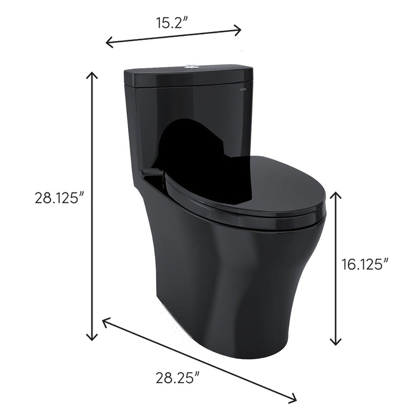 TOTO Aquia IV Ebony One-Piece 0.8 GPF & 1.28 GPF Dual-Flush Elongated Toilet With WASHLET+ Connection - Seat Included