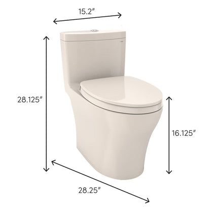 TOTO Aquia IV Sedona Beige One-Piece 0.8 GPF & 1.28 GPF Dual-Flush Elongated Toilet With WASHLET+ Connection - Seat Included