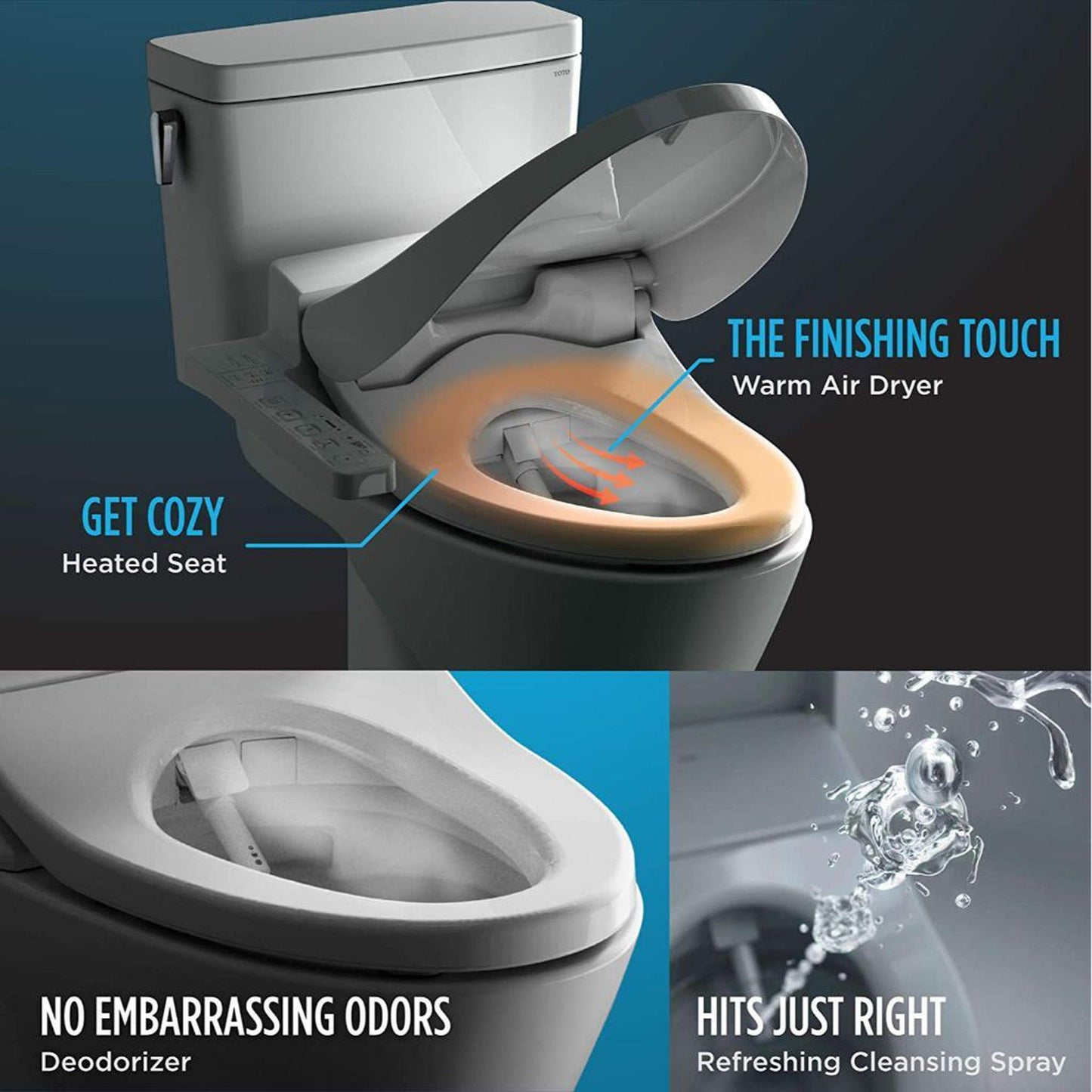 TOTO C100 Washlet+ Cotton White Elongated Electronic Toilet Bidet Seat