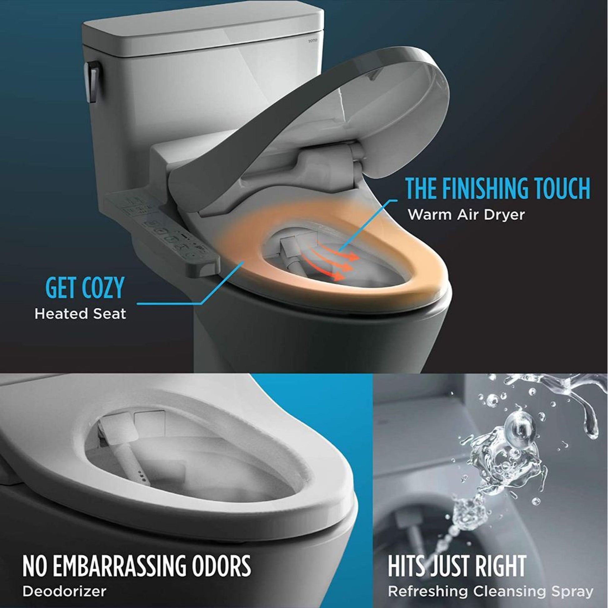 TOTO C100 Washlet+ Cotton White Elongated Electronic Toilet Bidet Seat